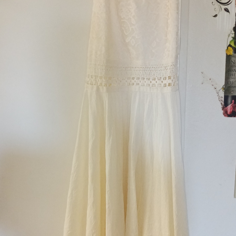 Crochet/lace cream colored halter dress